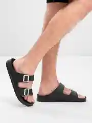 Черный сланцы мужские с пряжкой