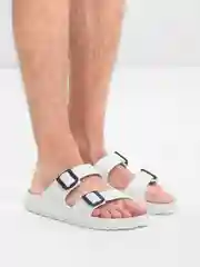 Белый сланцы мужские с пряжкой