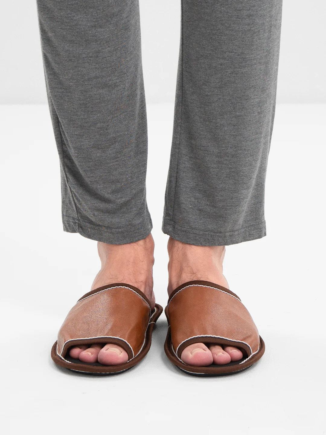 Терракотовый тапочки домашние мужские из экокожи Soft Slippers