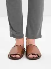 Терракотовый тапочки домашние мужские из экокожи Soft Slippers