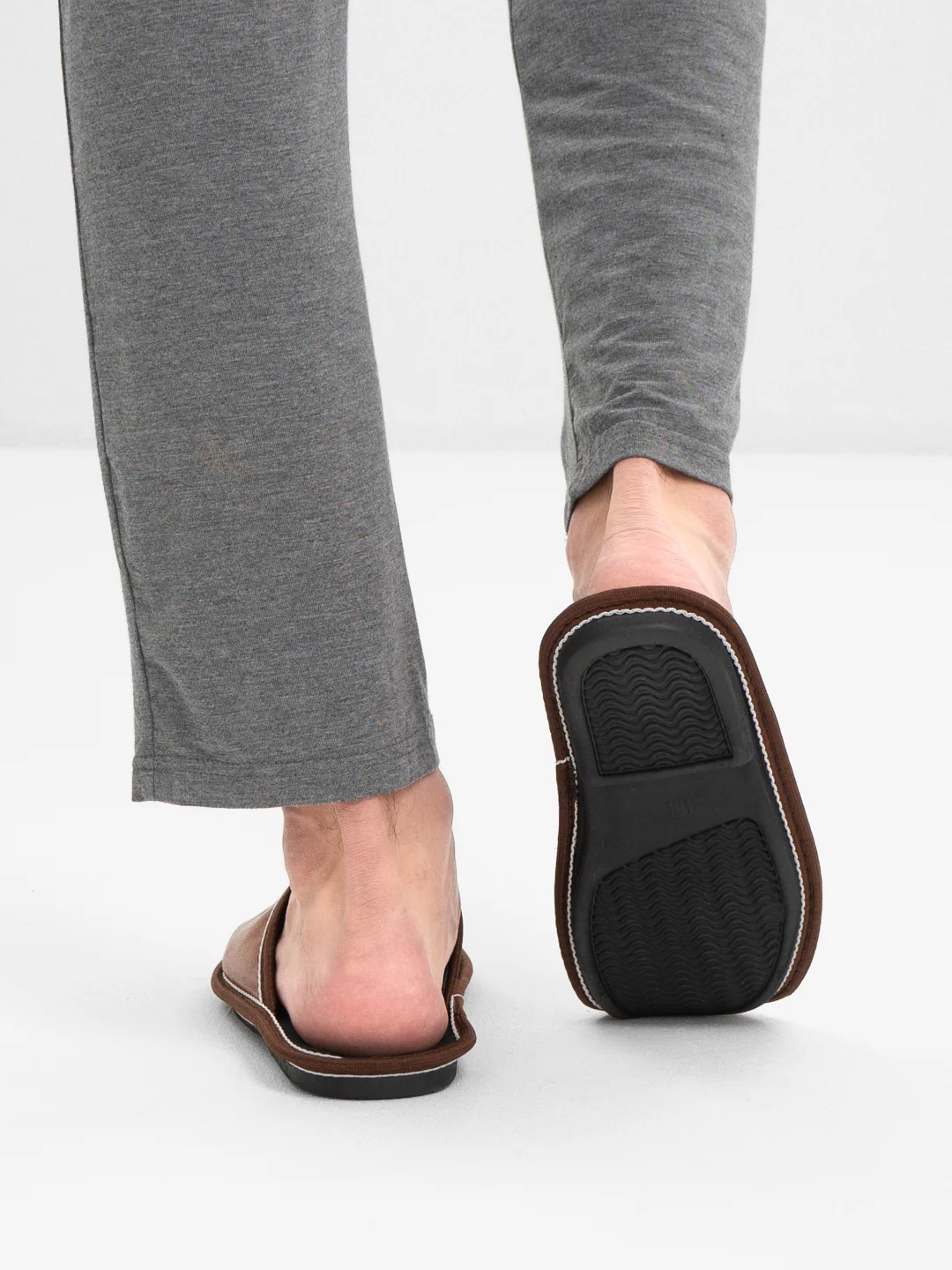 Терракотовый тапочки домашние мужские из экокожи Soft Slippers