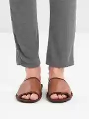 Коричневый тапочки домашние мужские из экокожи Soft Slippers