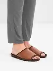 Коричневый тапочки домашние мужские из экокожи Soft Slippers
