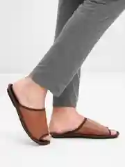 Коричневый тапочки домашние мужские из экокожи Soft Slippers