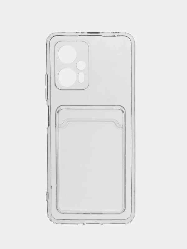 Чехол для Xiaomi Redmi Note 11T Pro, с карманом для карт, прозрачный, силиконовый