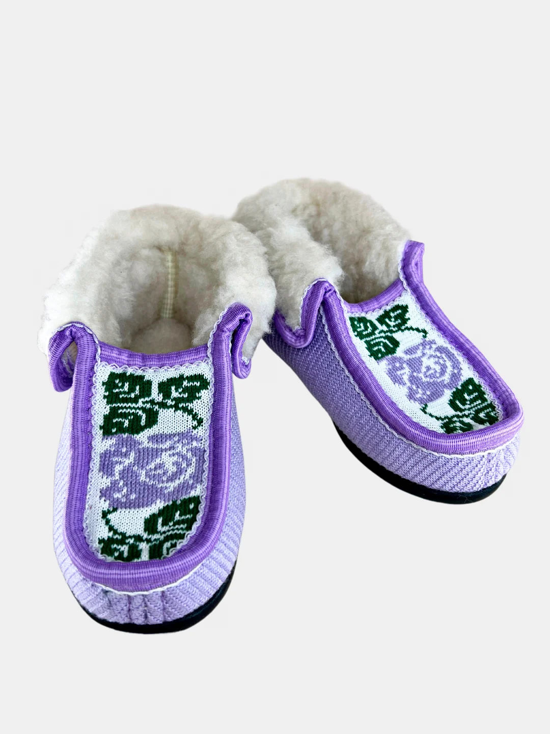Бирюзовый чуни-тапочки женские утепленные вязаные "Бабуши" от Soft Slippers