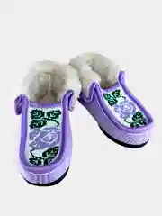 Бирюзовый чуни-тапочки женские утепленные вязаные "Бабуши" от Soft Slippers