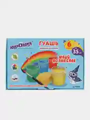 Гуашь для рисования ЮНЛАНДИЯ "Юный волшебник", школьная, 6 цветов по 35 мл, 191335