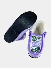 Лавандовый чуни-тапочки женские утепленные вязаные "Бабуши" от Soft Slippers