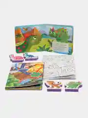 Игровой набор 4 в 1 "Дино" Книжка/пазл/раскраска/игра-ходилка с фигурками. Проф-Пресс