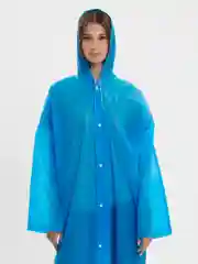 Голубой плащ-дождевик, унисекс, многоразовый, с капюшоном