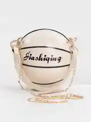 Белый круглая женская сумка в форме баскетбольного мяча