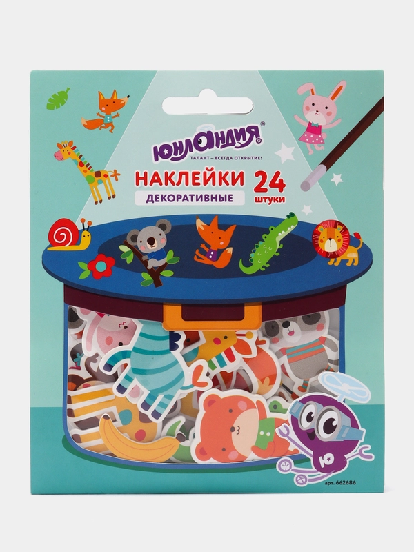 Наклейки из eva "Зверушки", 24 штуки, Юнландия