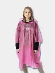 Розовый дождевик детский, пончо с капюшоном