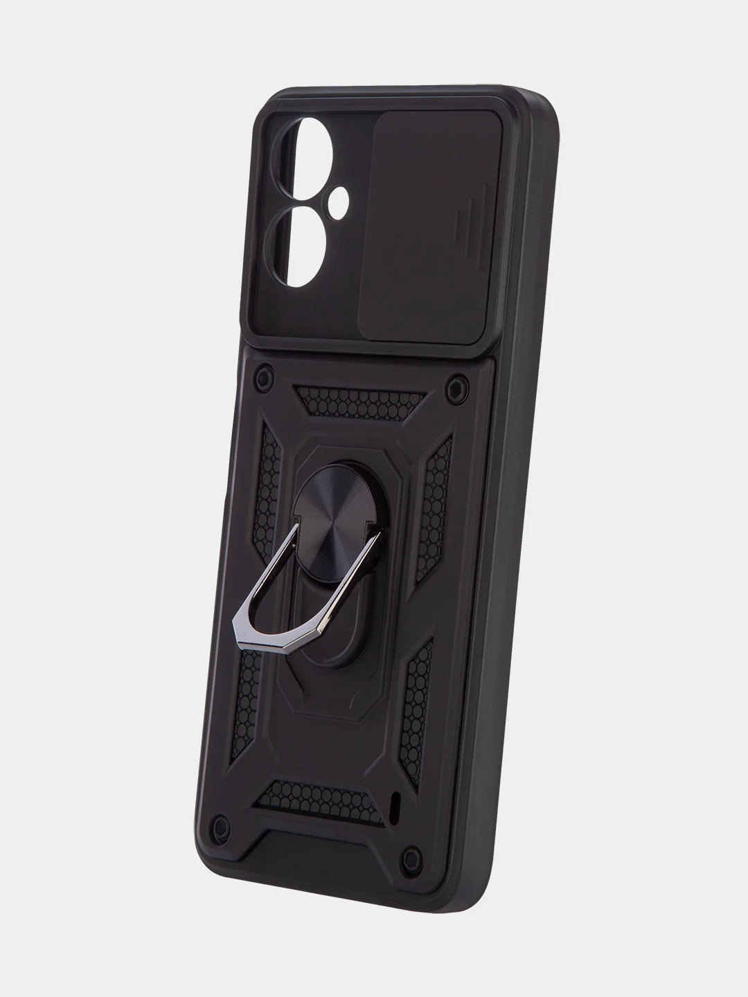 Черный чехол для Tecno Camon 19 Neo, противоударный, КАРТОФАН, пластиковый, с магнитом и кольцом