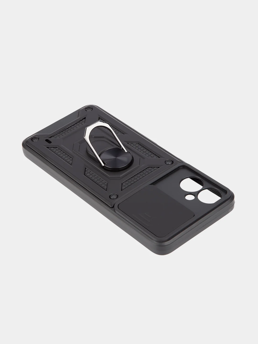Черный чехол для Tecno Camon 19 Neo, противоударный, КАРТОФАН, пластиковый, с магнитом и кольцом
