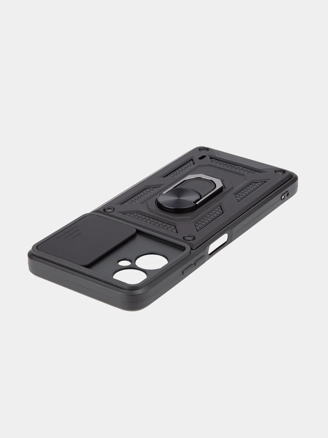 Черный чехол для Tecno Camon 19 Neo, противоударный, КАРТОФАН, пластиковый, с магнитом и кольцом