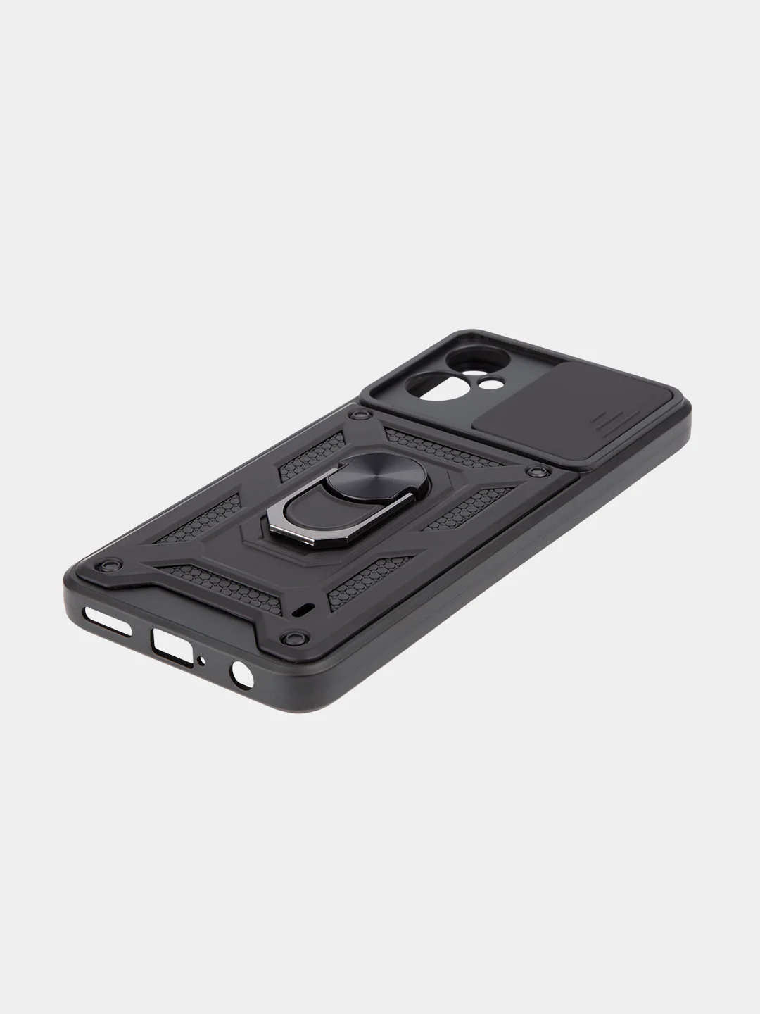 Черный чехол для Tecno Camon 19 Neo, противоударный, КАРТОФАН, пластиковый, с магнитом и кольцом