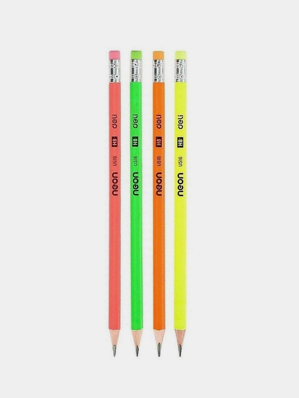 Карандаш чернографитный Deli Neon, HB, комплект 12 штук