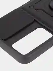 Черный чехол для Tecno Pova 4 противоударный КАРТОФАН, пластиковый, с магнитом и кольцом