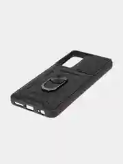 Черный чехол для Tecno Pova 4 противоударный КАРТОФАН, пластиковый, с магнитом и кольцом