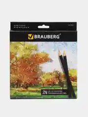 Карандаши цветные BRAUBERG "Artist line", 24 цв., черный корпус, заточенные