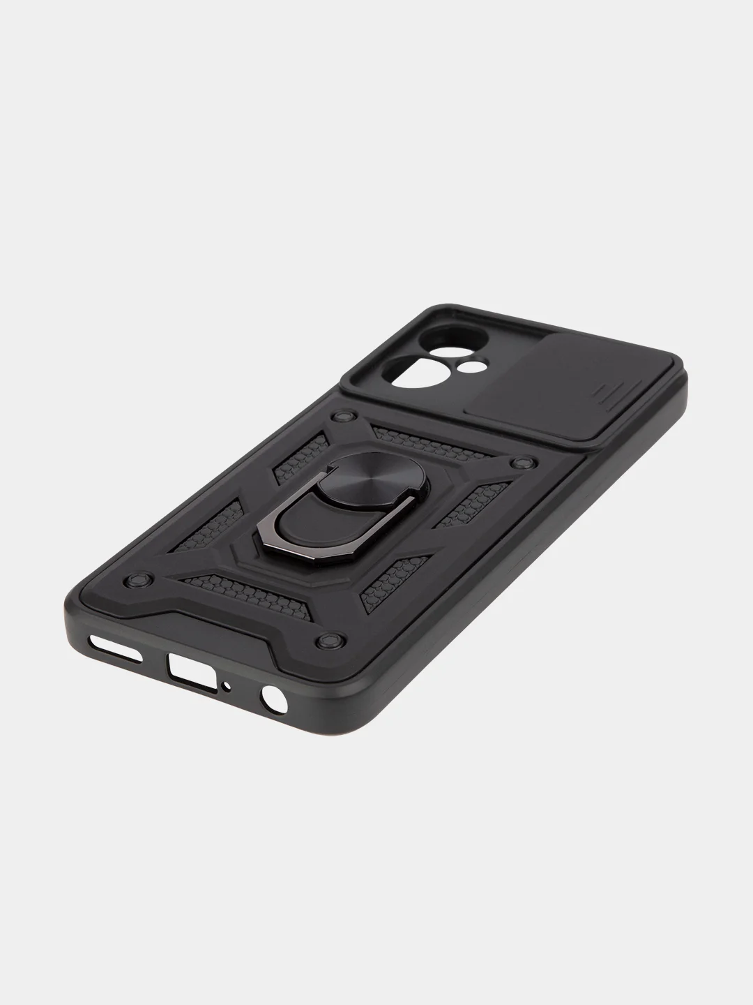 Черный чехол для Tecno Spark 9 Pro, 9T противоударный КАРТОФАН, пластиковый, с магнитом и кольцом
