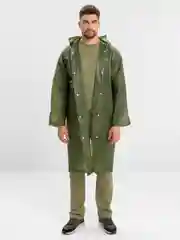 Зелёный хаки плащ-дождевик, унисекс, многоразовый, с капюшоном