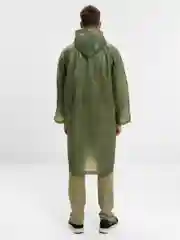 Зелёный хаки плащ-дождевик, унисекс, многоразовый, с капюшоном