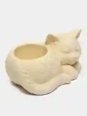Розовый сувенир, кашпо, подсвечник, фигурка кошки, кот , гипс