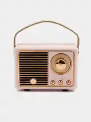 Розовый колонка блютуз портативная "Ретро радио", Fm, USB, Bluetooth