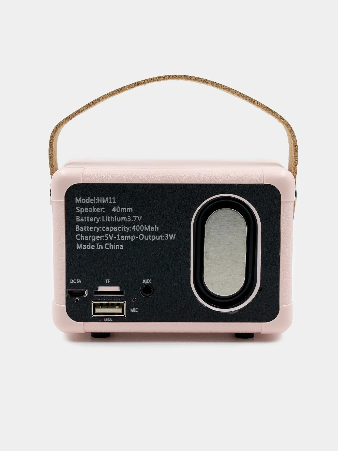 Розовый колонка блютуз портативная "Ретро радио", Fm, USB, Bluetooth