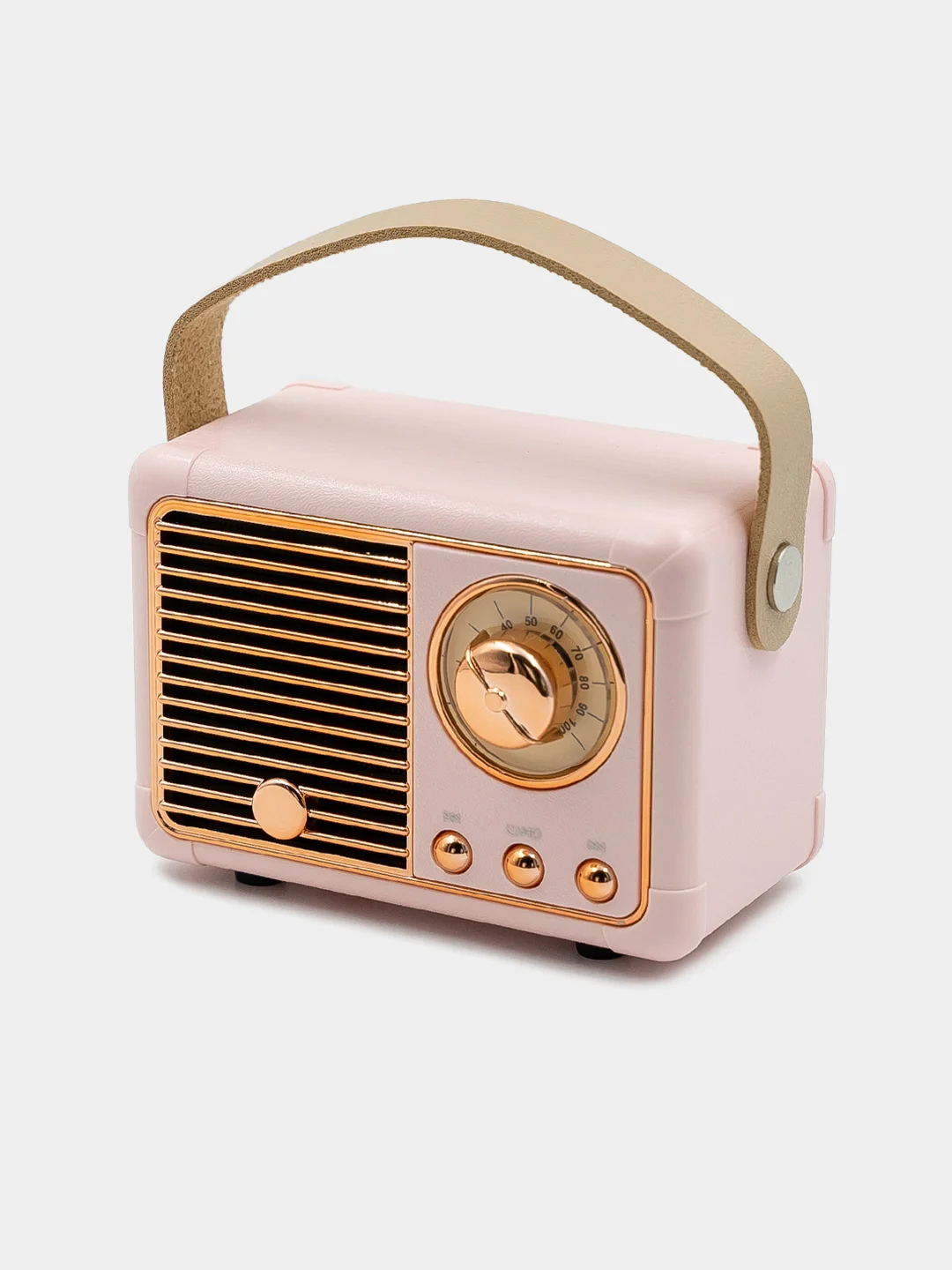 Розовый колонка блютуз портативная "Ретро радио", Fm, USB, Bluetooth