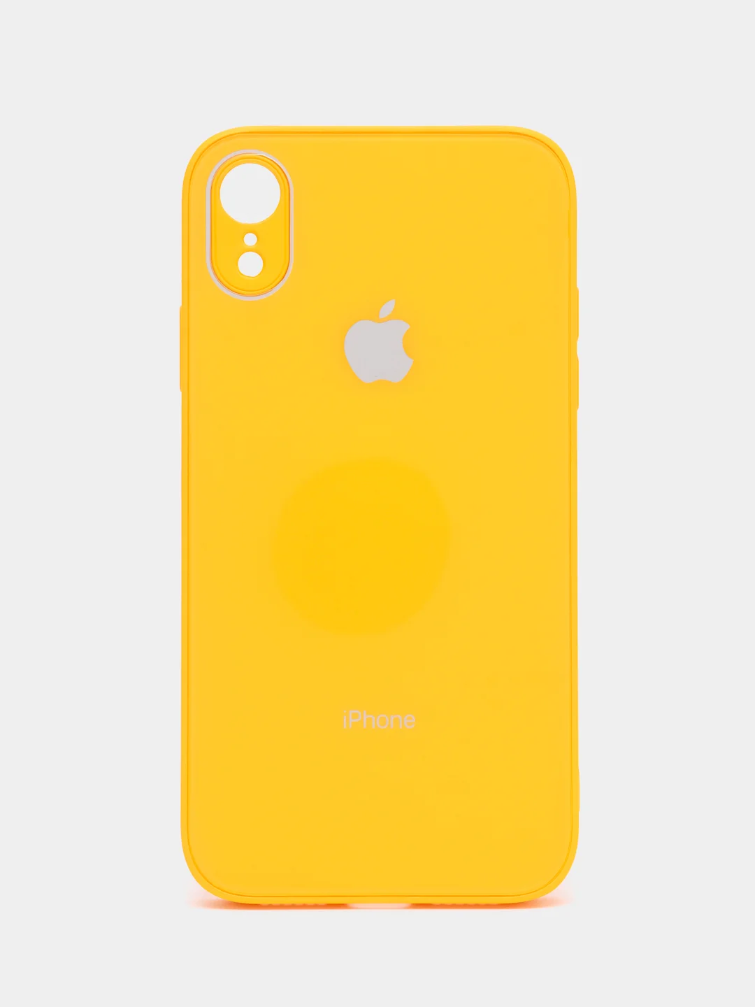 Горчичный чехол силиконовый для iPhone 7 / 8 / 11 / 12 / 13 / 14 / Plus / Pro Max, со стеклянной панелью