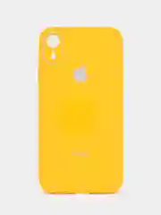 Горчичный чехол силиконовый для iPhone 7 / 8 / 11 / 12 / 13 / 14 / Plus / Pro Max, со стеклянной панелью