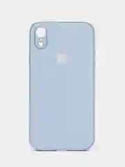 Светло-синий чехол силиконовый для iPhone 7 / 8 / 11 / 12 / 13 / 14 / Plus / Pro Max, со стеклянной панелью
