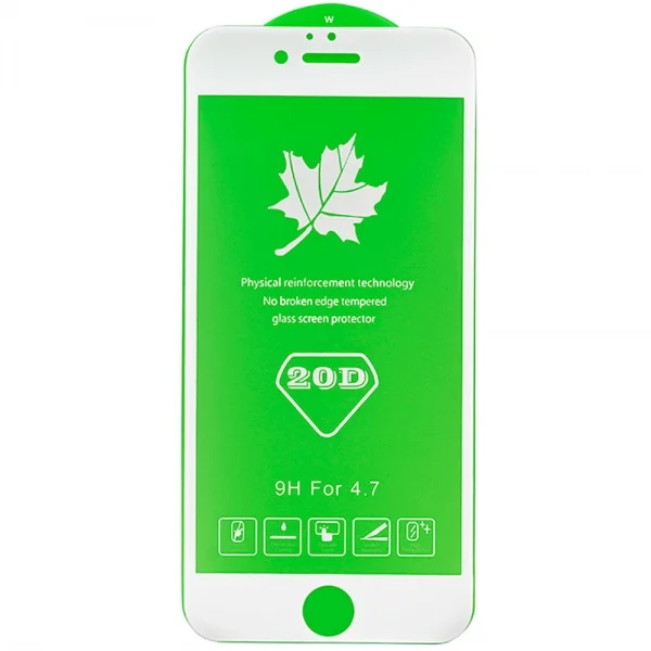 Белый защитное стекло 20D для iPhone 6/6s, 7/8, 7/8 Plus+, XS MAX, 12/12Pro, Max, mini, закаленное