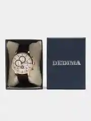 Белый мужские наручные часы Dedima D-159, с кожаным ремешком и хронографом