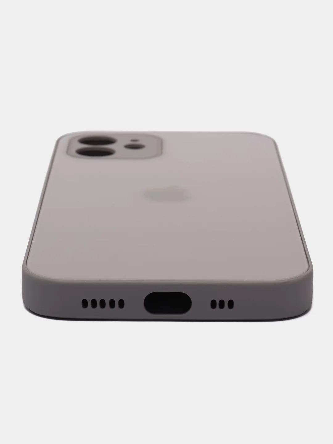 Бежевый меланж чехол силиконовый для iPhone 12, со стеклянной панелью