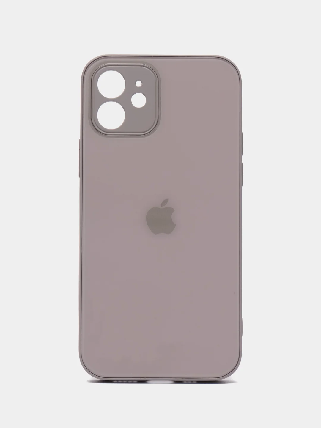 Бежевый меланж чехол силиконовый для iPhone 12, со стеклянной панелью