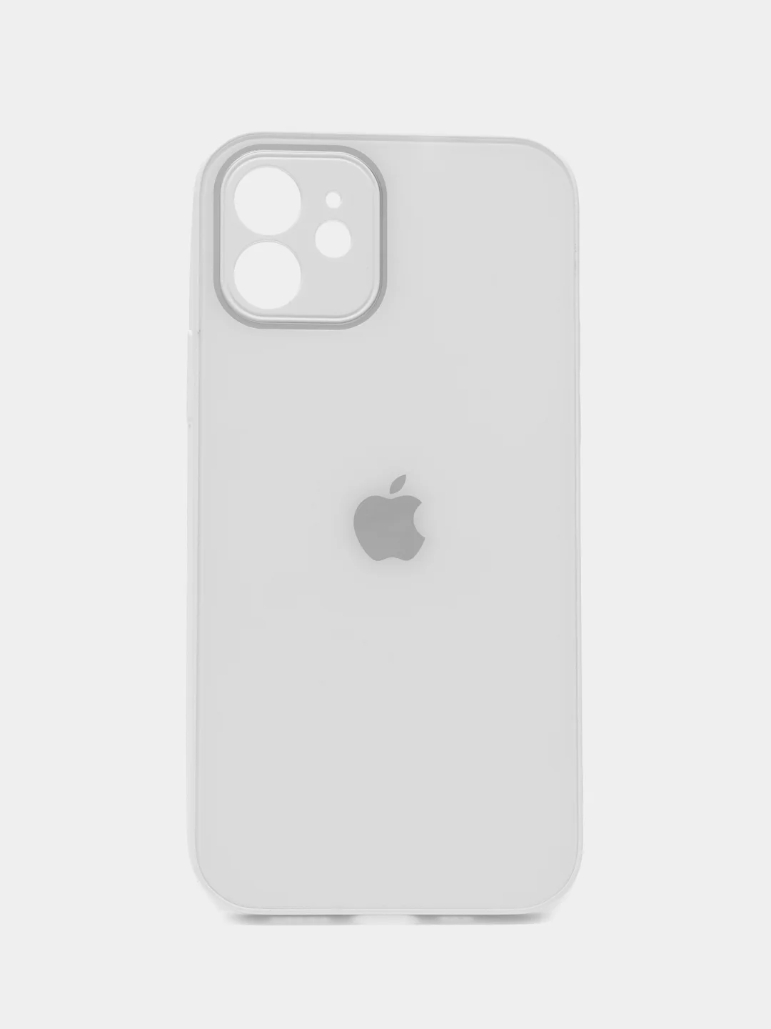 Белый чехол силиконовый для iPhone 12, со стеклянной панелью