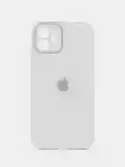 Белый чехол силиконовый для iPhone 12, со стеклянной панелью