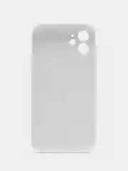 Белый чехол силиконовый для iPhone 12, со стеклянной панелью