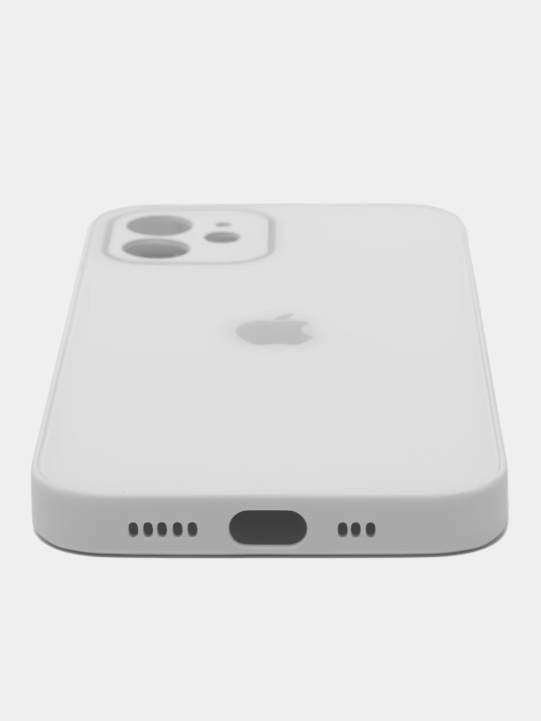 Белый чехол силиконовый для iPhone 12, со стеклянной панелью