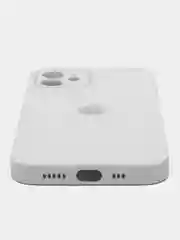 Белый чехол силиконовый для iPhone 12, со стеклянной панелью