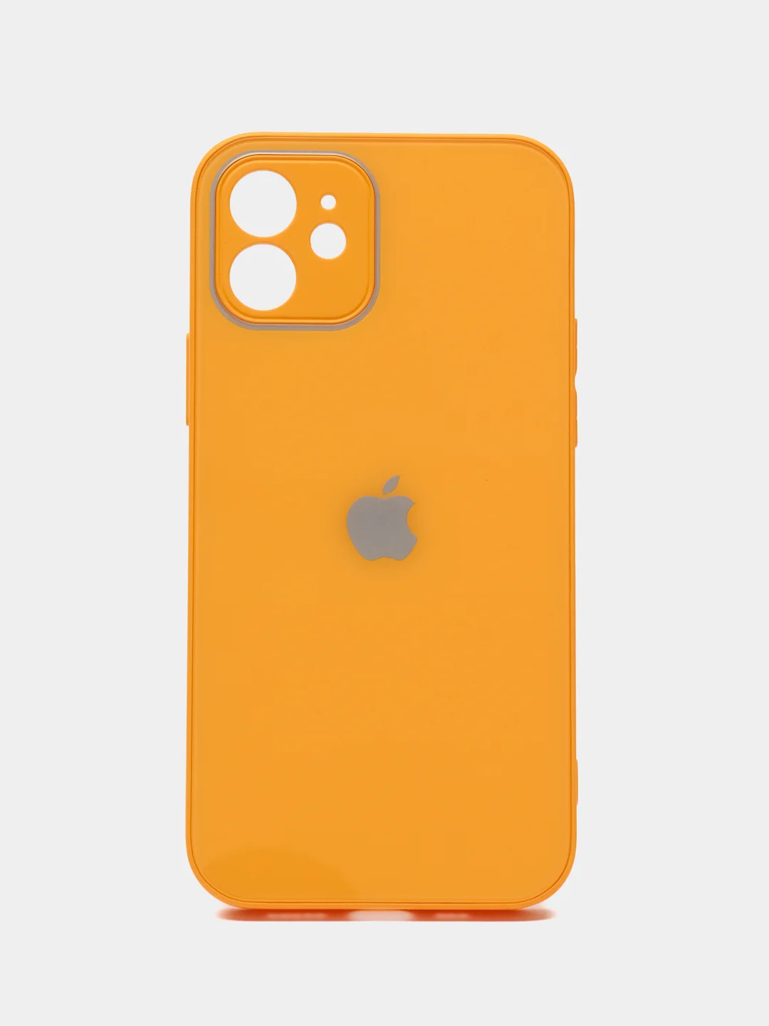 Горчичный чехол силиконовый для iPhone 12, со стеклянной панелью