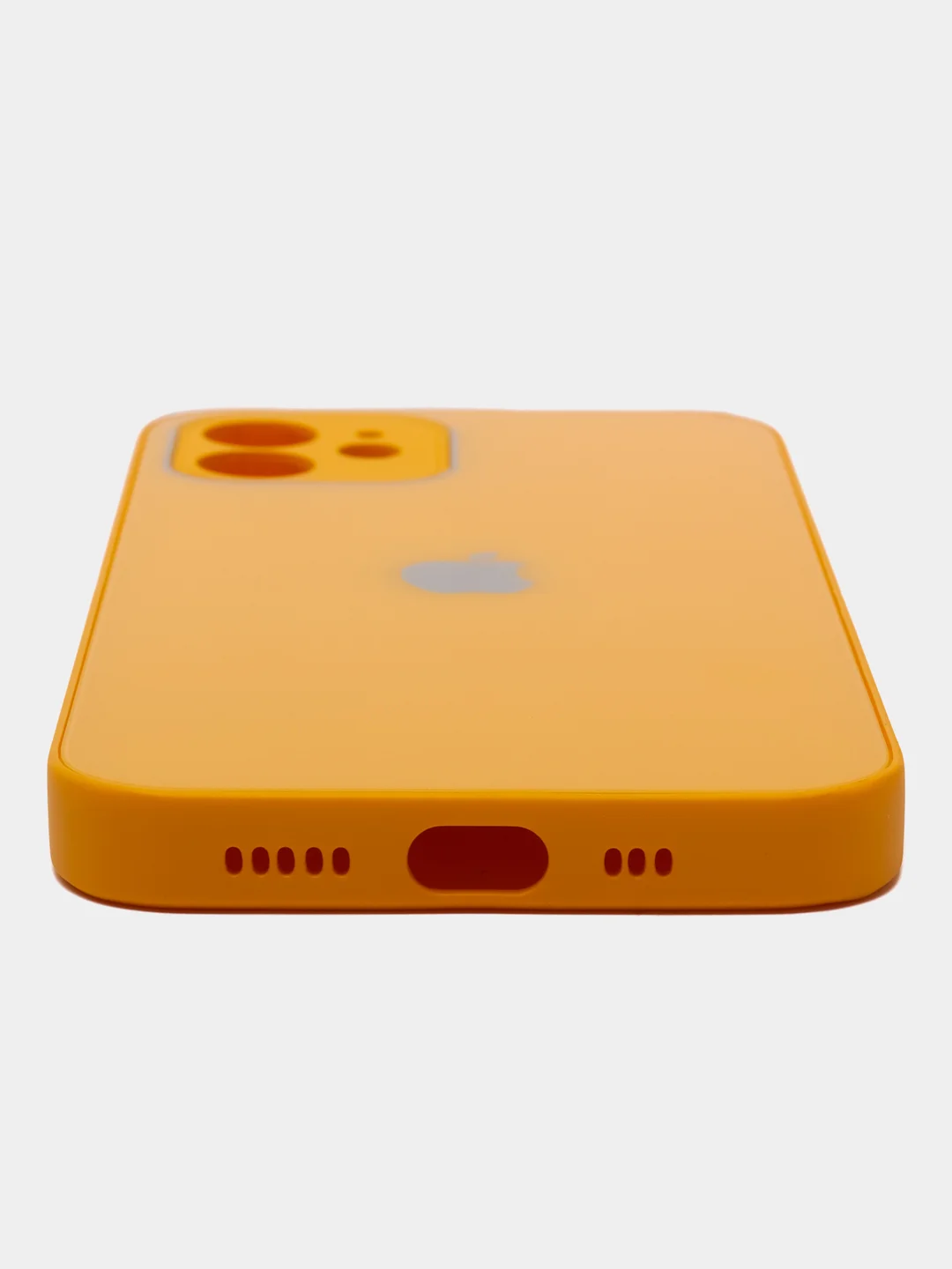 Горчичный чехол силиконовый для iPhone 12, со стеклянной панелью