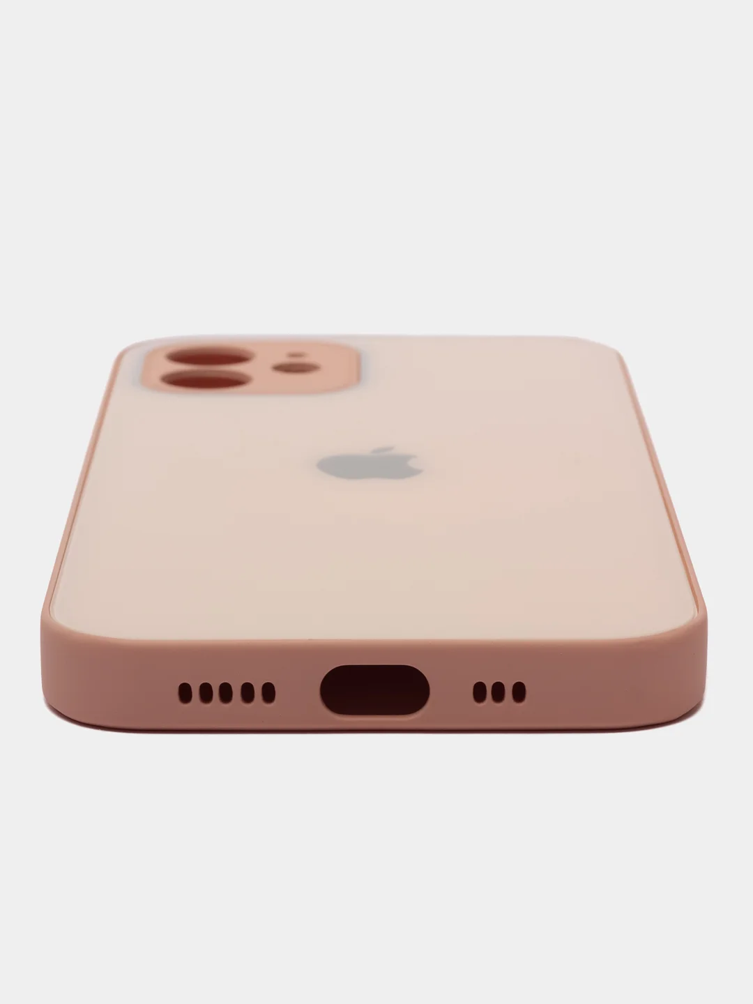 Кремовый чехол силиконовый для iPhone 12, со стеклянной панелью