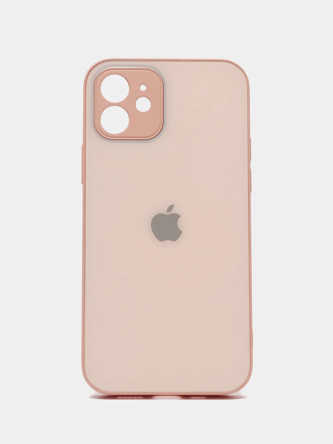 Кремовый чехол силиконовый для iPhone 12, со стеклянной панелью