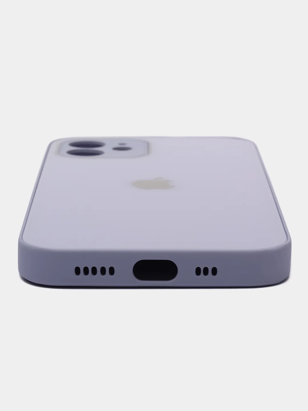 Лавандовый чехол силиконовый для iPhone 12, со стеклянной панелью